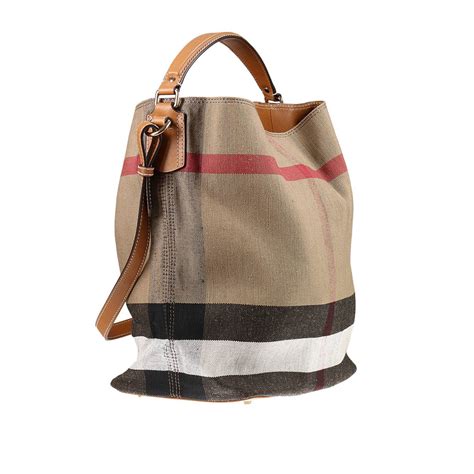 burberry secchiello stoffa pelle|Borse a secchiello di Burberry da donna .